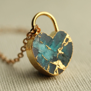 Padlock Heart Gemstone Necklace